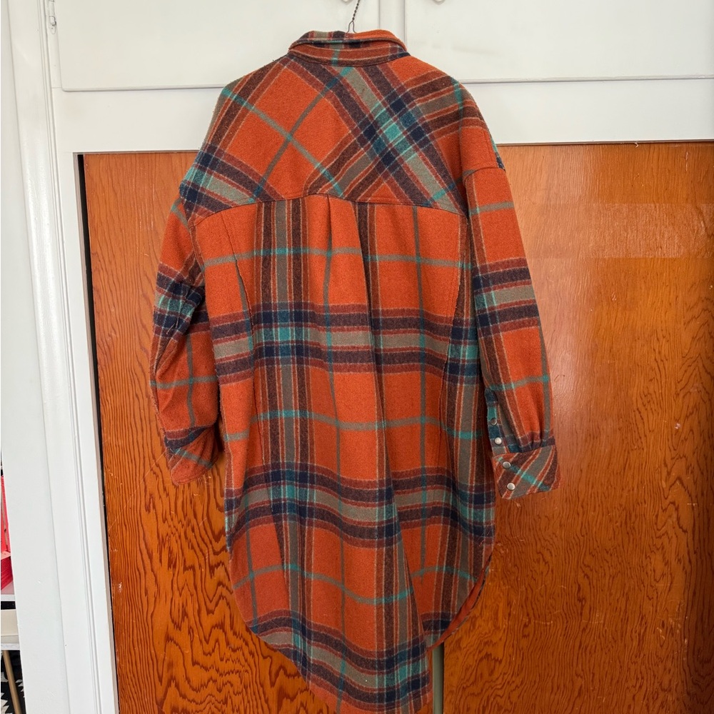 Free People Orange Plaid Jacket - Picture 7 of 8